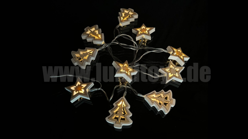 Lichterkette Holz Tannenbaum - 1 Lichterkette Holz Tannenbaum - 1